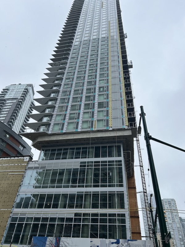 Looking up the Richards & Drake tower during construction
